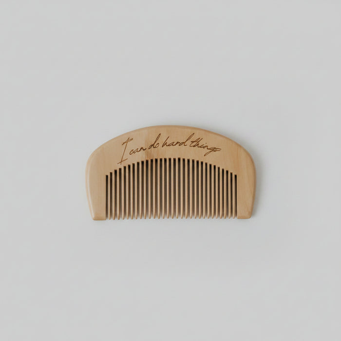 Partum Apothecary wooden labor comb engraved “I can do hard things.”