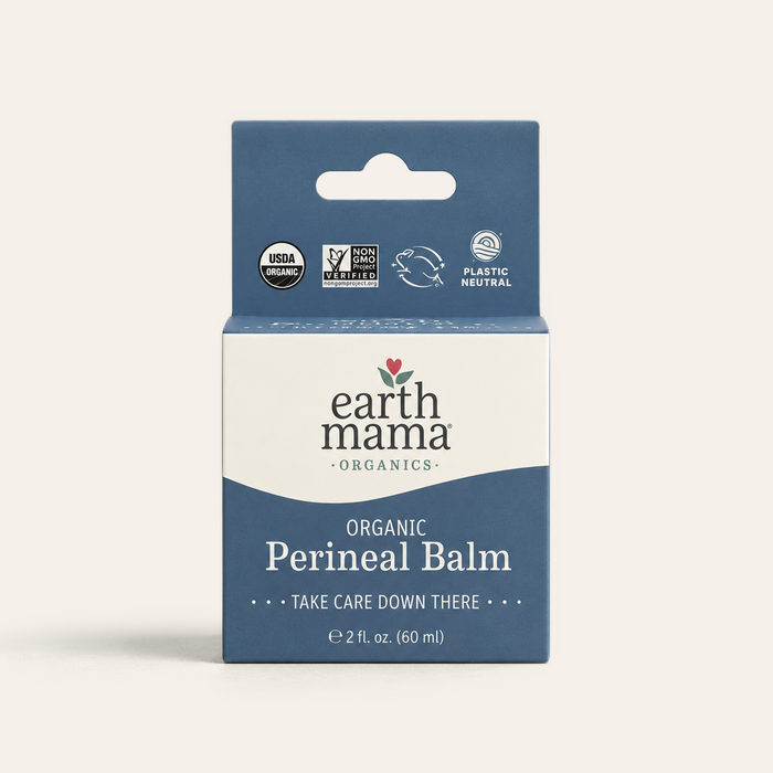 organic perineal balm on warm beige